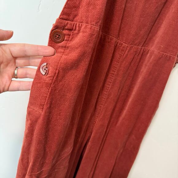 People Tree Women's Jessie Wide Leg Jumpsuit Overall Organic Cotton Red Brick 6 - Picture 6 of 8